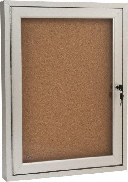 Ghent - 18" Wide x 24" High Enclosed Cork Bulletin Board - Tan - A1 Tooling