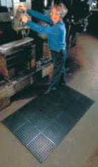 Wearwell - 3' Long x 2' Wide x 7/8" Thick, Anti-Fatigue Modular Matting Tiles - Black, For Dry & Wet Areas, Series 477 - A1 Tooling