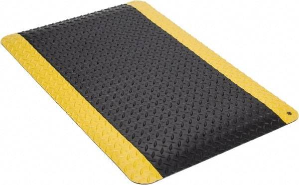 Wearwell - 3' Long x 2' Wide, Dry Environment, Anti-Fatigue Matting - Black with Yellow Borders, Vinyl with Nitrile Blend Base, Beveled on 4 Sides - A1 Tooling