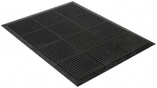 Wearwell - 4' Long x 3' Wide, Dry Environment, Anti-Fatigue Matting - Black, Natural Rubber with Rubber Base, Beveled on 4 Sides - A1 Tooling