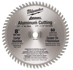 Milwaukee Tool - 8" Diam, 5/8" Arbor Hole Diam, 60 Tooth Wet & Dry Cut Saw Blade - Carbide-Tipped, Burr-Free & Smooth Action, Standard Round Arbor - A1 Tooling