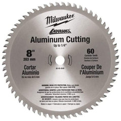 Milwaukee Tool - 8" Diam, 5/8" Arbor Hole Diam, 60 Tooth Wet & Dry Cut Saw Blade - Carbide-Tipped, Burr-Free & Smooth Action, Standard Round Arbor - A1 Tooling