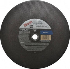 Milwaukee Tool - 14" 24 Grit Aluminum Oxide Cutoff Wheel - 1/8" Thick, 1" Arbor, 5,400 Max RPM, Use with Angle Grinders - A1 Tooling