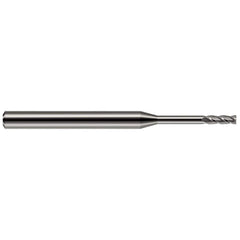 Square End Mill: 1/32'' Dia, 3/32'' LOC, 1/8'' Shank Dia, 1-1/2'' OAL, 4 Flutes, Solid Carbide Single End, Uncoated, 30 ° Helix, Centercutting, RH Cut, RH Flute