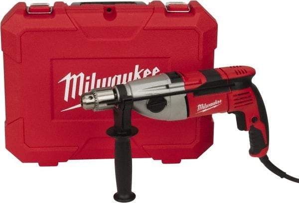 Milwaukee Tool - 120 Volt 1/2" Keyed Chuck Electric Hammer Drill - 0 to 24,000 & 0 to 56,000 BPM, 0 to 1,500 & 0 to 3,500 RPM - A1 Tooling