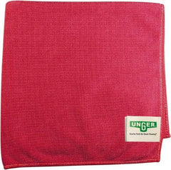 Unger - Flat Fold Microfiber Wipes - 16" x 15" Sheet Size, Red - A1 Tooling