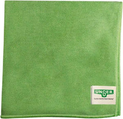 Unger - Flat Fold Microfiber Wipes - 16" x 15" Sheet Size, Green - A1 Tooling