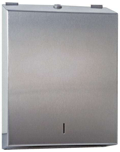 Made in USA - Manual, Stainless Steel Paper Towel Dispenser - 14-1/2" High x 11" Wide x 4" Deep, 2 Sleeves, Silver - A1 Tooling