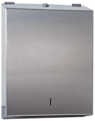 Made in USA - Manual, Stainless Steel Paper Towel Dispenser - 14-1/2" High x 11" Wide x 4" Deep, 2 Sleeves, Silver - A1 Tooling