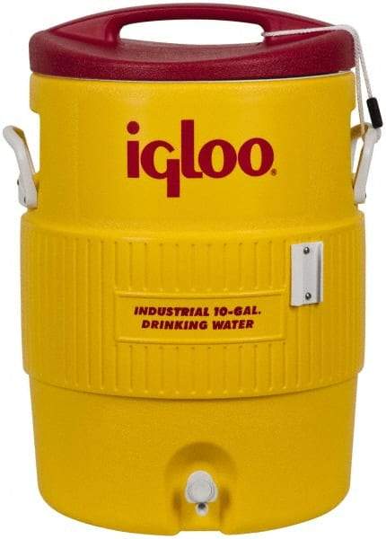 Igloo - 10 Gal Beverage Cooler - Plastic, Yellow/Red - A1 Tooling