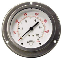 Winters - 2-1/2" Dial, 1/4 Thread, 0-30 Scale Range, Pressure Gauge - Front Flange Panel Mount, Center Back Connection Mount, Accurate to 1.5% of Scale - A1 Tooling