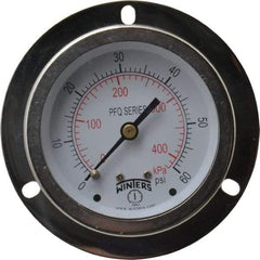 Winters - 2-1/2" Dial, 1/4 Thread, 0-60 Scale Range, Pressure Gauge - Front Flange Panel Mount, Center Back Connection Mount, Accurate to 1.5% of Scale - A1 Tooling