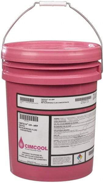 Cimcool - Cimtech 320-HFP, 5 Gal Pail Cutting & Grinding Fluid - Synthetic, For Boring, Drilling, Milling, Reaming, Tapping, Turning - A1 Tooling