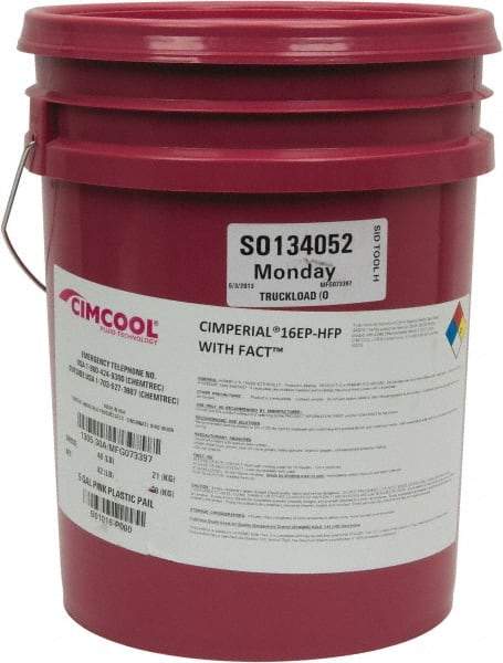 Cimcool - Cimperial 16EP-HFP, 5 Gal Pail Cutting Fluid - Water Soluble, For Boring, Drilling, Grinding, Milling, Reaming, Tapping, Turning - A1 Tooling