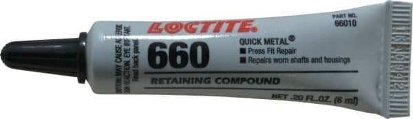 Loctite - 6 mL Tube, Silver, High Strength Paste Retaining Compound - Series 660, 24 hr Full Cure Time, Heat Removal - A1 Tooling