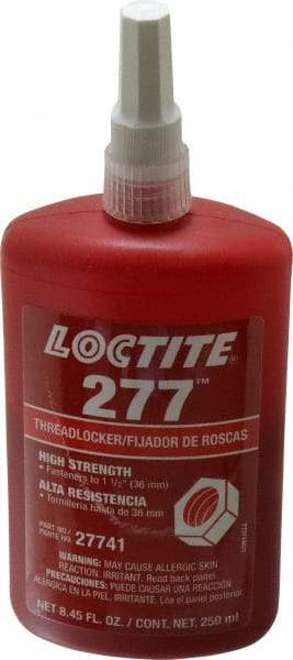 Loctite - 250 mL Bottle, Red, High Strength Liquid Threadlocker - Series 277, 24 hr Full Cure Time, Hand Tool, Heat Removal - A1 Tooling