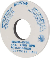 Norton - 14" Diam x 5" Hole x 1" Thick, K Hardness, 80 Grit Surface Grinding Wheel - Aluminum Oxide, Type 1, Medium Grade, 1,800 Max RPM, Vitrified Bond, No Recess - A1 Tooling