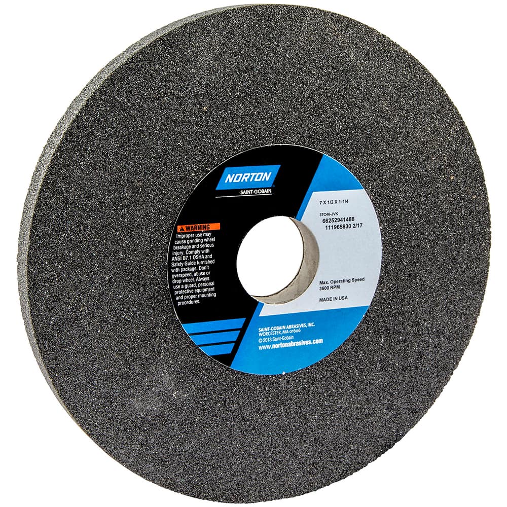 Norton - 7" Diam x 1-1/4" Hole x 1/2" Thick, J Hardness, 46 Grit Surface Grinding Wheel - A1 Tooling