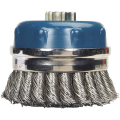 Norton - 4" Diam 5/8-11 Threaded Arbor Stainless Steel Fill Cup Brush - A1 Tooling