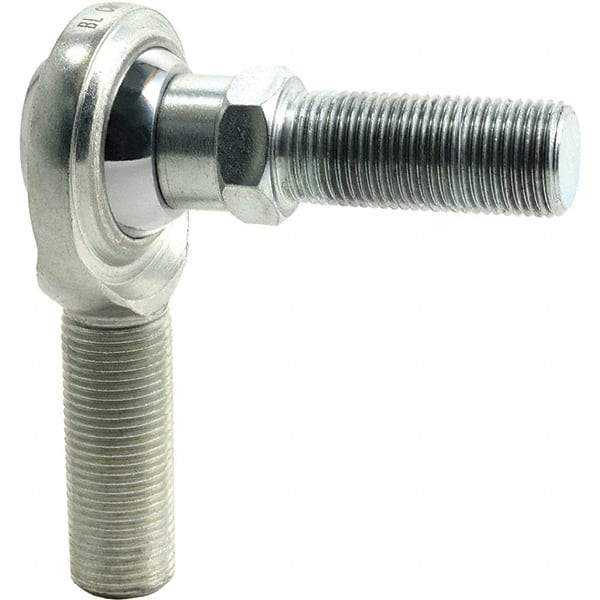 Tritan - 3/8" ID, 5,100 Lb Max Static Cap, Male Spherical Rod End - 3/8-24 RH, 1/2" Shank Diam, 1-1/4" Shank Length, Zinc Plated Carbon Steel with PTFE Lined Chrome Steel Raceway - A1 Tooling