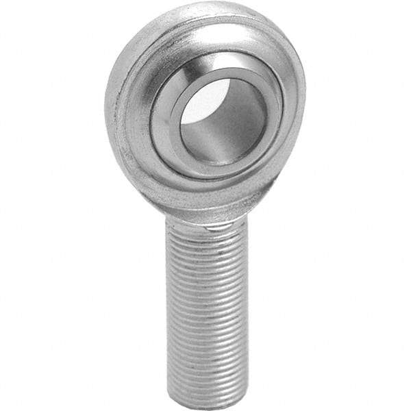 Tritan - 3/8" ID, 5,100 Lb Max Static Cap, Male Spherical Rod End - 3/8-24 RH, 1/2" Shank Diam, 1-1/4" Shank Length, Zinc Plated Carbon Steel with Low Carbon Steel Raceway - A1 Tooling