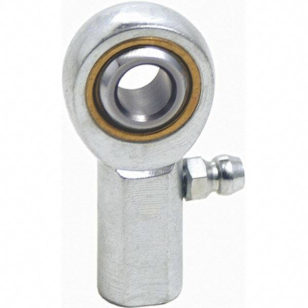 Tritan - 3/4" ID, 3-3/4" Max OD, 11,550 Lb Max Static Cap, Female Spherical Rod End - 3/4-16 UNF RH, 7/8" Shank Diam, 1-9/16" Shank Length, Zinc Plated Carbon Steel with Sintered Oil Impregnated Bronze Raceway - A1 Tooling