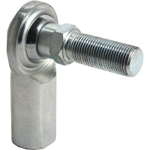 Tritan - 5/8" ID, 9,800 Lb Max Static Cap, Female Spherical Rod End - 5/8-18 UNF RH, 3/4" Shank Diam, 1-3/8" Shank Length, Zinc Plated Carbon Steel with Low Carbon Steel Raceway - A1 Tooling