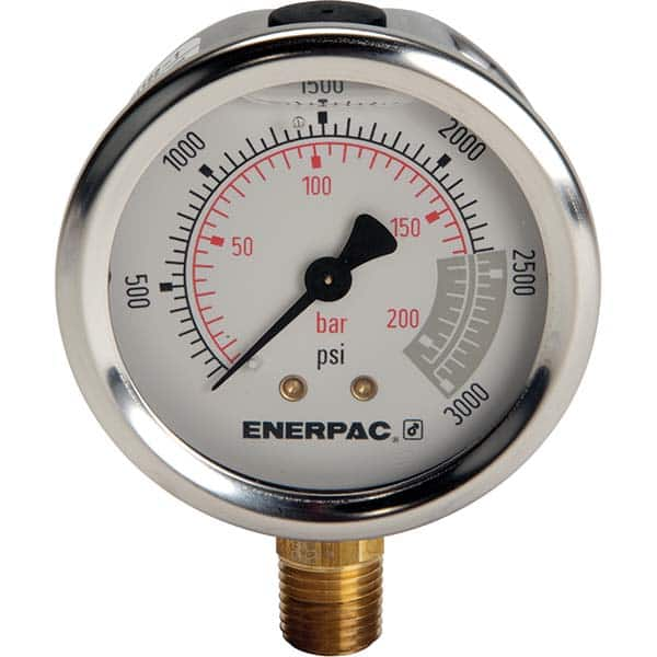 Enerpac - Hydraulic Pressure Gages & Adapters Type: Glycerine Filled Pressure Rating: 3000 - A1 Tooling