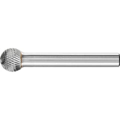 PFERD - SD-3, 3/8" Cut Diam, 1/4" Shank Diam, Carbide Diamond Pattern Ball Burr - Exact Industrial Supply