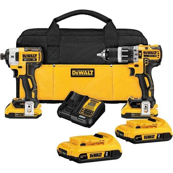 DeWALT - 20 Volt Cordless Tool Combination Kit - Includes 1/2" Brushless Hammer Drill & 1/4" 3-Speed Brushless Impact Driver, Lithium-Ion Battery Included - A1 Tooling