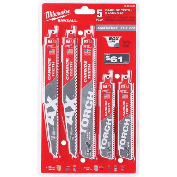 Milwaukee Tool - Reciprocating Saw Blade Sets Blade Material: Bi-Metal Minimum Blade Length (Inch): 6 - A1 Tooling