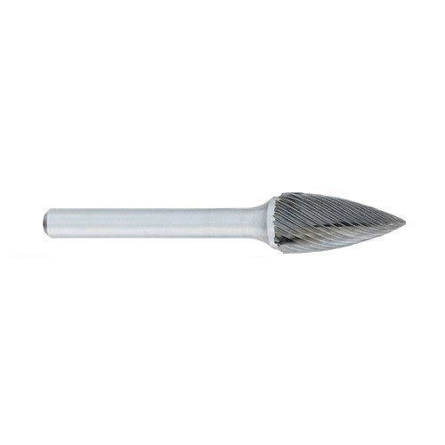 ‎SM-1 -6mm × 12mm LOC × 6mm Shank × 50mm OAL Pointed Cone Carbide Medium Right Hand Spiral Burr - A1 Tooling