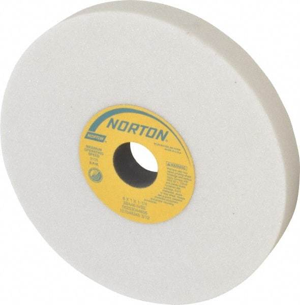 Norton - 8" Diam x 1-1/4" Hole x 1" Thick, I Hardness, 46 Grit Surface Grinding Wheel - Aluminum Oxide, Type 1, Coarse Grade, 3,105 Max RPM, Vitrified Bond, No Recess - A1 Tooling