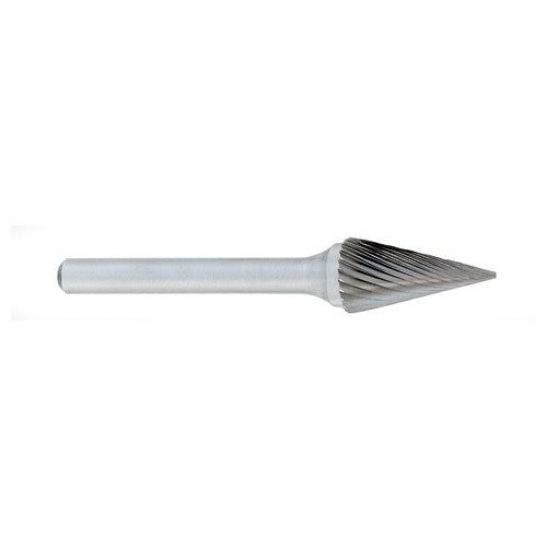 ‎SM-2 -6mm × 19mm LOC × 6mm Shank × 50mm OAL Pointed Cone Carbide Medium Right Hand Spiral Burr - A1 Tooling