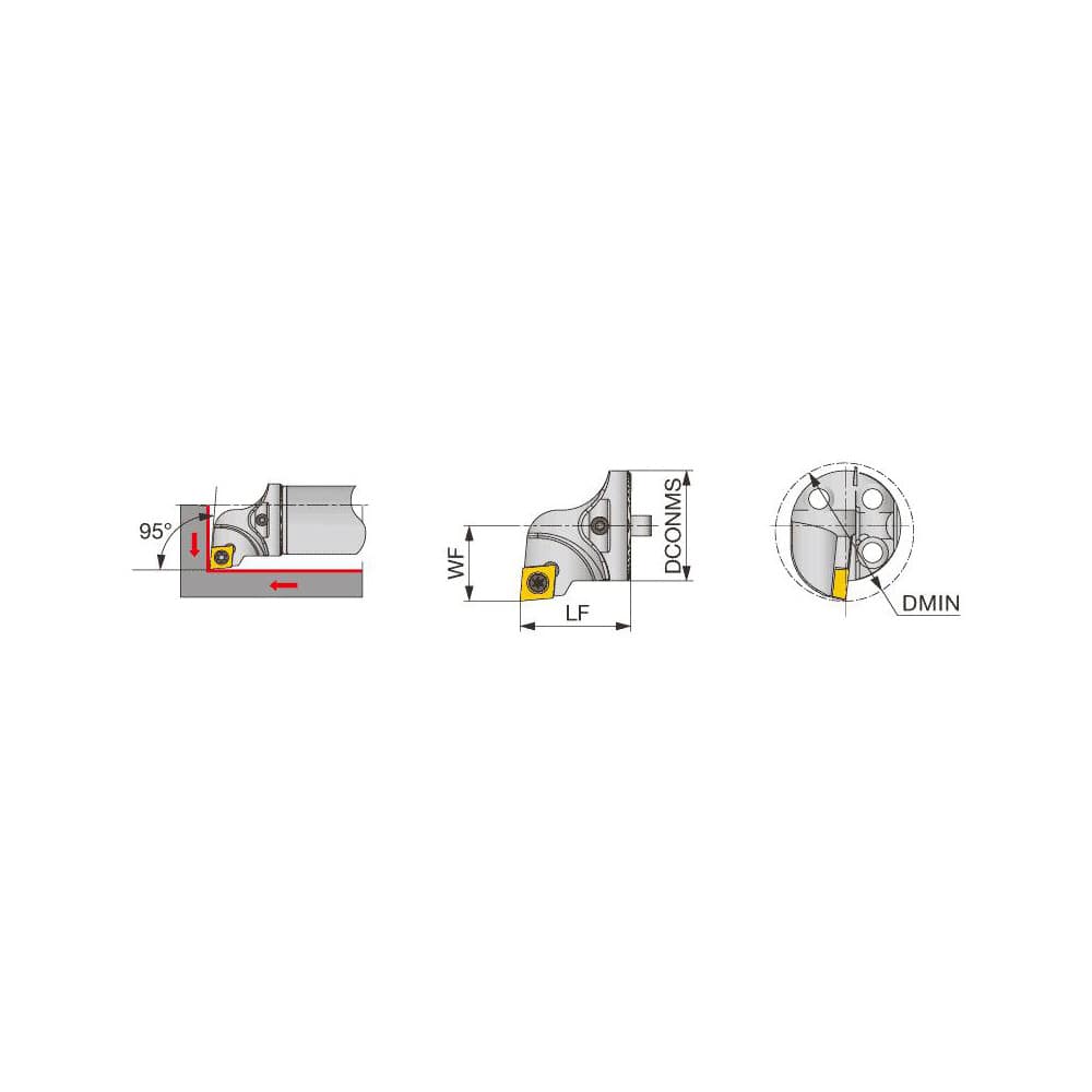 Replaceable Boring Bar Heads; Compatible Insert Style: CCMT; Compatible Insert Size Code: 32.52; Tool Material: Steel; Multi-use Tool: Yes; Lead Angle: 93.000; Through Coolant: Normal Pressure; For Shank Diameter: 1.2600 in; Cutting Tool Application: Faci