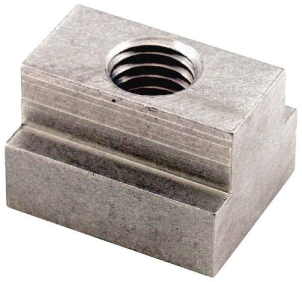 Jergens - 3/4-10 Tapped Through T Slot Nut - 13/16" Slot Width, 1-1/2 x 9/16" Base Width x Height, 1-3/4 x 1" OAL x Height - A1 Tooling