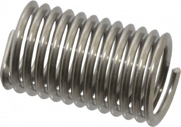 Heli-Coil - M6x1.00 Metric Coarse, 15mm OAL, Free Running Helical Insert - 12-1/8 Free Coils, Tanged, 304 Stainless Steel, Bright Finish, 2-1/2D Insert Length - A1 Tooling