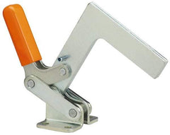 Lapeer - 600 Lb Holding Capacity, Horizontal Handle, Manual Hold Down Toggle Clamp - 175° Handle Movement, 135° Bar Opening, L-Shaped Solid Bar, Flanged Base, Carbon Steel - A1 Tooling