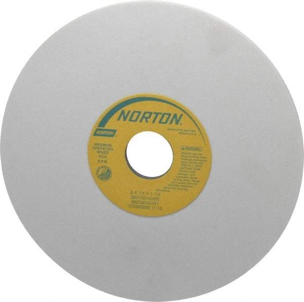 Norton - 8" Diam x 1-1/4" Hole x 1/4" Thick, K Hardness, 150 Grit Surface Grinding Wheel - Aluminum Oxide, Type 1, Very Fine Grade, 3,600 Max RPM, Vitrified Bond, No Recess - A1 Tooling