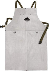 MCR Safety - 24 x 36" Flame Resistant/Retardant & Welding Bib Apron - Leather, 29 oz Material, Gray, 1 Pocket - A1 Tooling