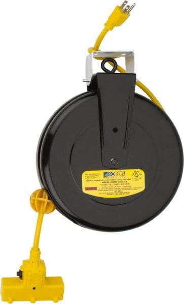 Value Collection - 14 AWG, 30' Cable Length, Cord & Cable Reel with Outlet End - 3 Outlets, NEMA 5-15R, 13 Amps, 125 Volts, SJT Cable, Black Reel - A1 Tooling