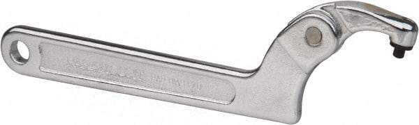 Paramount - 1-1/4" to 3" Capacity, Adjustable Pin Spanner Wrench - 8-1/8" OAL, 3/16" Hook Pin Height - A1 Tooling