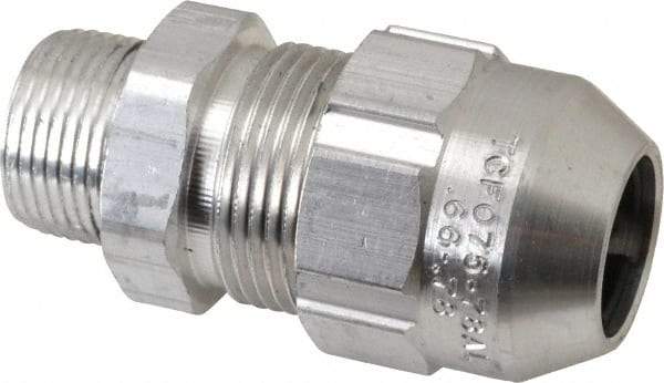 Thomas & Betts - 0.66 to 0.78" Cable Capacity, Class 1, Gas & Vapor Environments, Straight Strain Relief Cord Grip - 3/4 NPT Thread, Aluminum - A1 Tooling