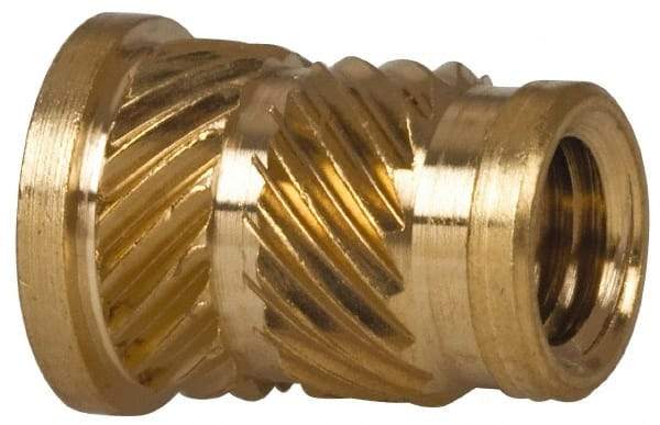 E-Z LOK - 1/4" Drill, 10 32 UNF, 0.278" Diam, Brass Headed Heat Installed Threaded Insert - 1/4" Hole, 0.418" OAL x 0.043" High, 5/16" Head Diam - A1 Tooling