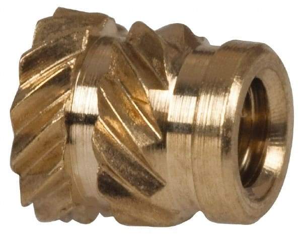 E-Z LOK - 1/8" Drill, 2 56 UNC, 0.141" Diam, Brass Unheaded Heat Installed Threaded Insert - 1/8" Hole, 0.157" OAL - A1 Tooling