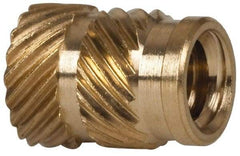 E-Z LOK - 1/4" Drill, 10 24 UNC, 0.278" Diam, Brass Unheaded Heat Installed Threaded Insert - 1/4" Hole, 3/8" OAL - A1 Tooling