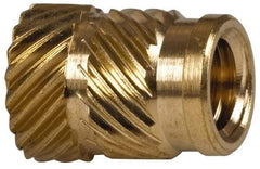 E-Z LOK - 1/4" Drill, 10 32 UNF, 0.278" Diam, Brass Unheaded Heat Installed Threaded Insert - 1/4" Hole, 3/8" OAL - A1 Tooling