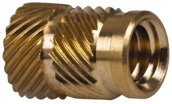 E-Z LOK - 5/16" Drill, 1/4 20 UNC, 0.341" Diam, Brass Unheaded Heat Installed Threaded Insert - 0.315" Hole, 1/2" OAL - A1 Tooling