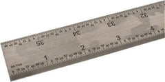 SPI - 36" Long, 1/100, 1/64, 1/50, 1/32" Graduation, Rigid Steel Rule - 16R Graduation Style, 1-1/4" Wide, Silver, Satin Chrome Finish - A1 Tooling