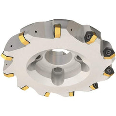 Iscar - 50mm Cut Diam, 22mm Arbor Hole, 3.5mm Max Depth of Cut, 30° Indexable Chamfer & Angle Face Mill - 4 Inserts, H600 WXCU 08 Insert, Right Hand Cut, 4 Flutes, Through Coolant, Series Helido - A1 Tooling